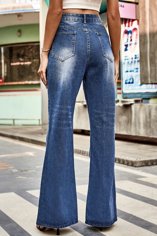 Buttoned Loose Fit Jeans with Pockets Divacious