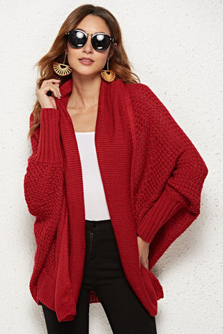 Open Front Dolman Sleeve Longline Cardigan Divacious