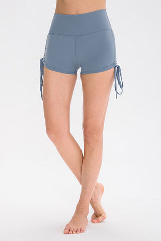 Drawstring Wide Waistband Side Tie Sports Shorts Divacious