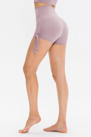 Drawstring Wide Waistband Side Tie Sports Shorts Divacious