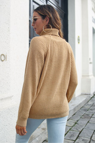 Turtleneck Rib-Knit Sweater Divacious