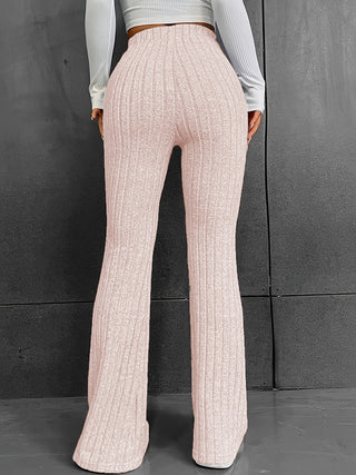 Ribbed High Waist Bootcut Pants Divacious