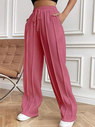 Drawstring Wide Leg Pants with Pockets - Divacious