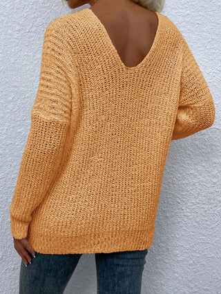 Rib-Knit V-Neck Tunic Sweater Divacious