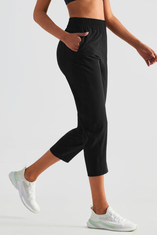 Elastic Waist Cropped Sports Pants Trendsi