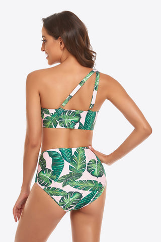 Ruffled One-Shoulder Buckled Bikini Set Divacious