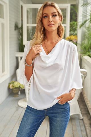 Short Sleeve Draped Blouse Divacious