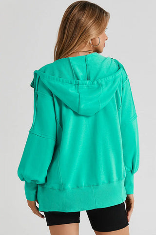 Zip Up Long Sleeve Drawstring Hoodie Divacious