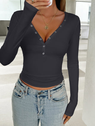 V-Neck Long Sleeve T-Shirt Divacious