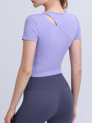 Round Neck Short Sleeve Active Top Trendsi