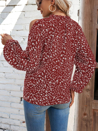 Floral Cold-Shoulder Blouse Divacious