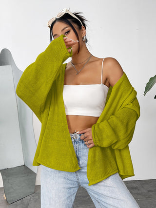 Open Front Dropped Shoulder Cardigan Divacious