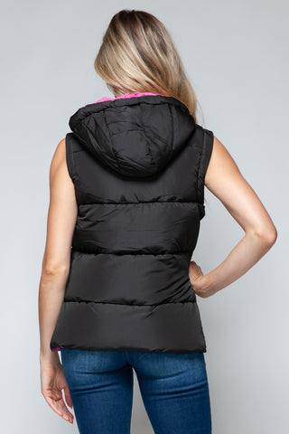 Snobbish Snap and Zip Closure Hooded Vest Trendsi