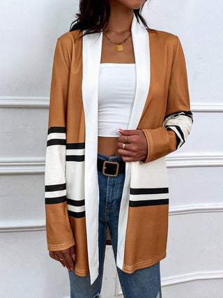 Color Block Open Front Cardigan Divacious