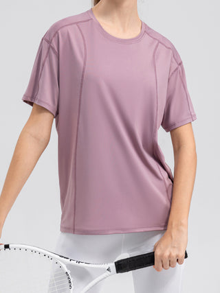 Round Neck Short Sleeve Active Top Trendsi