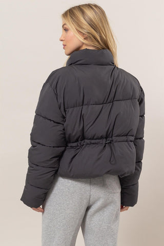 HYFVE Quilted Back Drawstring Puffer Jacket Trendsi