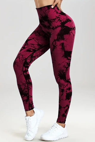 Printed High Waist Active Pants Trendsi