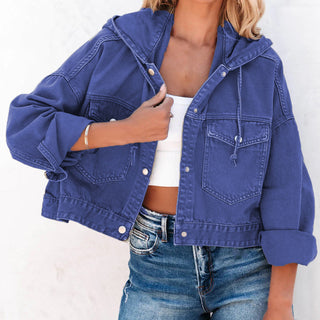 Hooded Dropped Shoulder Denim Jacket Divacious