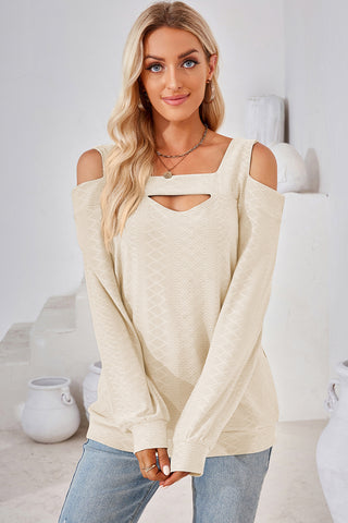 Cutout Square Neck Cold Shoulder T-Shirt Divacious