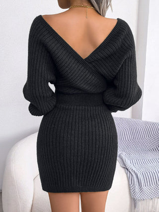 Rib-Knit Dolman Sleeve Sweater Dress Divacious