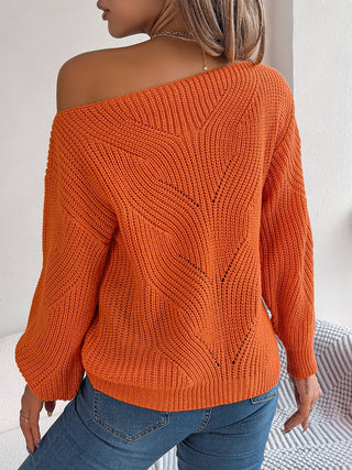 Openwork Long Sleeve Sweater Divacious