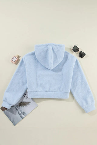 Drawstring Zip Up Long Sleeve Hoodie Divacious