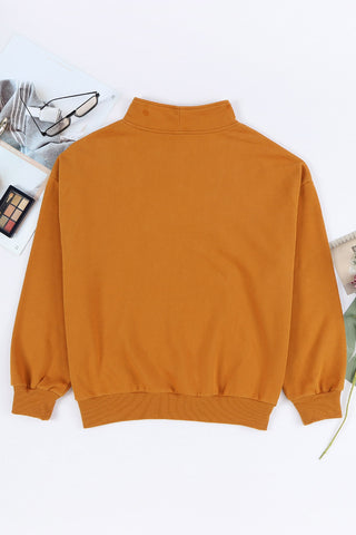 Quarter Zip Dropped Shoulder Sweatshirt Divacious