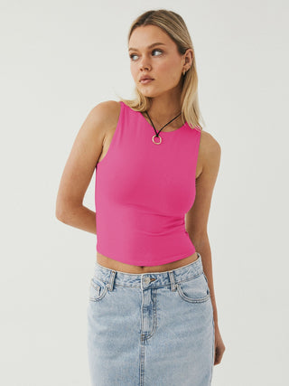 Round Neck Cropped Tank Divacious