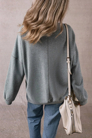 Slit Round Neck Long Sleeve Sweatshirt Divacious