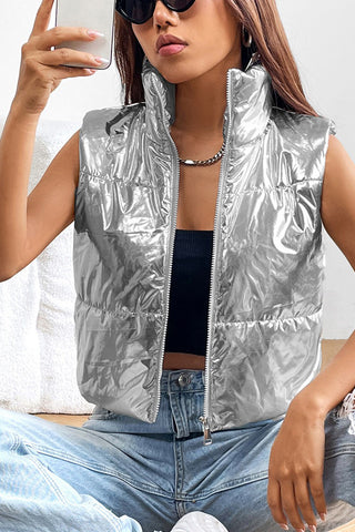 Zip-Up Turtleneck Vest Trendsi