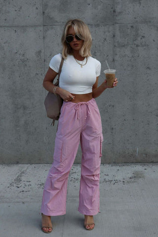 Drawstring Straight Pants with Pockets Divacious