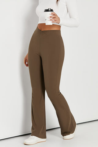 Elastic Waist Bootcut Pants Divacious