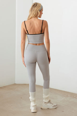 Le Lis Ribbed Crop Cami and High Waist Brushed Leggings Set Trendsi