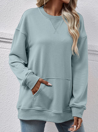 Round Neck Long Sleeve Sweatshirt Divacious