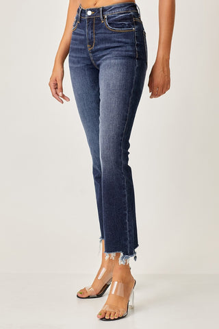 Full Size Frayed Hem Cropped Straight Jeans Divacious