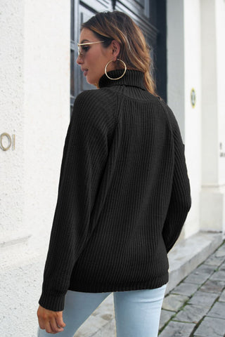 Turtleneck Rib-Knit Sweater Divacious