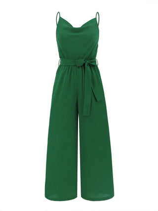 Tied Spaghetti Strap Wide Leg Jumpsuit Divacious