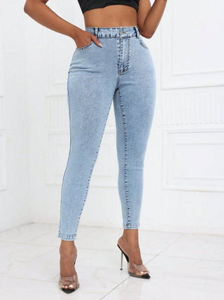 Divacious High Waist Skinny Jeans with Pockets - Divacious