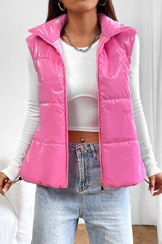 Zip Up Collared Vest Trendsi