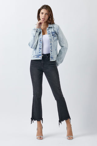 Button Up Washed Denim Jacket Divacious