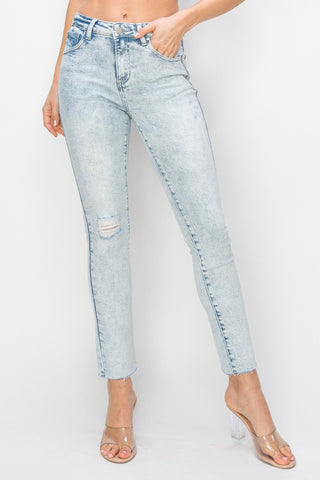 Full Size High Rise Distressed Skinny Jeans Divacious