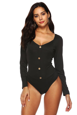 Button Detail Bodysuit Divacious