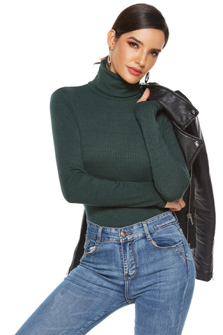 Ribbed Turtleneck Long Sleeve Bodysuit Divacious