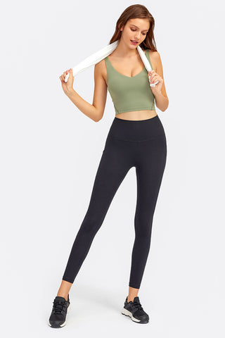 Millennia Deep V-Neck Crop Sports Bra Trendsi