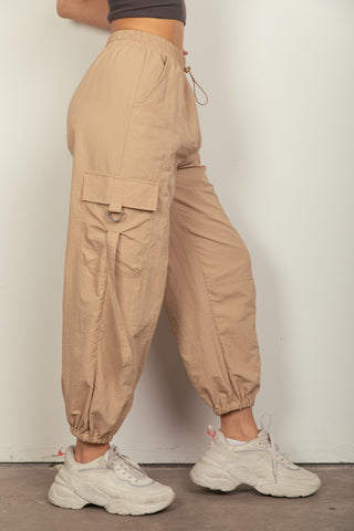 Elastic Waist Woven Cargo Pants - Divacious