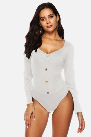 Button Detail Bodysuit Divacious