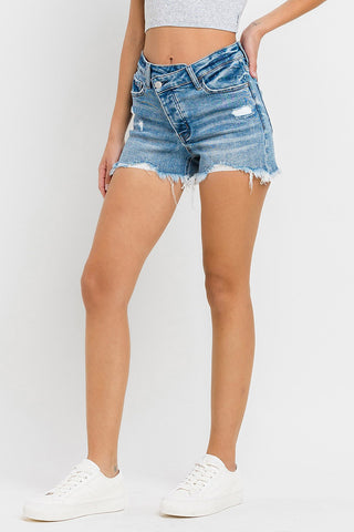 Lovervet Stepped Waist Raw Hem Denim Shorts Divacious