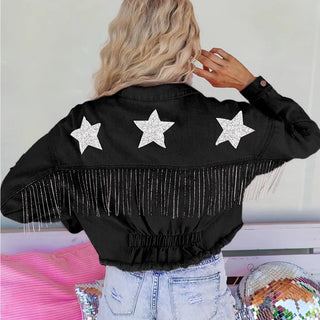 Distressed Raw Hem Dropped Shoulder Denim Jacket Divacious