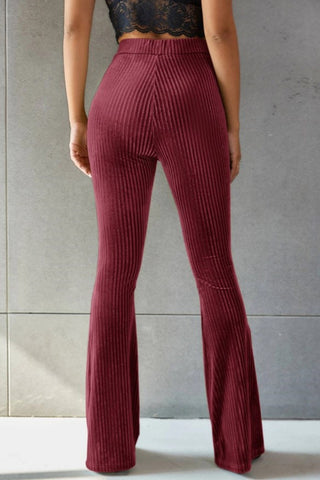 Ribbed High Waist Flare Pants Divacious