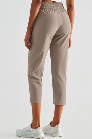 Elastic Waist Cropped Sports Pants Trendsi